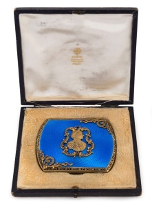 FABERGE Russian Imperial antique silver and enamel cigarette case, with rose-cut diamonds to the clasp, a silver-gilt portrait of Peter the Great facing right; the reverse with an Imperial double-headed eagle; the portrait enhanced with a ruby cabochon. Presented in the original Faberge lined case. Hallmarked "88", "A*H". 160 grams overall; 8 x 9.5cm; the box 12.5 x 14cm.