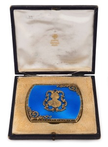 FABERGE Russian Imperial antique silver and enamel cigarette case, with rose-cut diamonds to the clasp, a silver-gilt portrait of Peter the Great facing right; the reverse with an Imperial double-headed eagle; the portrait enhanced with a ruby cabochon. P