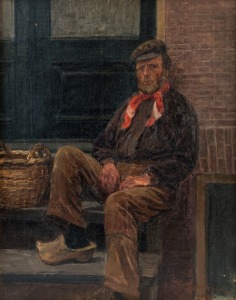 FRIEDRICH KALLMORGEN (German, 1856 - 1924), The Dutch Fisherman, oil on canvas, signed and dated 1902 lower right, 51 x 40cm.