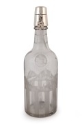 An antique decanter with fine wheel-cut decoration and silver top with lock, 19th/20th century, ​​​​​​​29cm high - 2