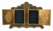 An antique French gilt bronze and enamel twin standing picture frame, 19th century, ​​​​​​​27cm high, 33cm wide - 2