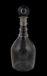 A Georgian triple ringed decanter with target stopper, 18th/19th century, ​​​​​​​27cm high