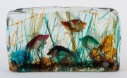 CENEDESE Aquarium Murano glass fish block with four fish, by ALFREDO BARBINI, circa 1960, ​​​​​​​15cm high, 26cm wide, 6cm deep - 2