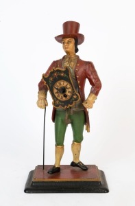 A German figural painted cast metal clock, 20th century, ​​​​​​​41cm high