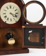 JEROME "Round Gothic" American beehive shelf clock in walnut case with hand-painted glass door with fruit motif, time and strike movement and Roman numerals, 19th century, remains of original label inside the door, 49cm high  - 2