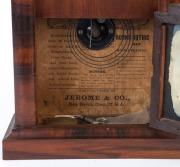 JEROME "Round Gothic" American beehive shelf clock in walnut case with hand-painted glass door with scene of Melrose Abbey, time and strike movement and Roman numerals, 19th century, remains of original label inside the door, 49cm high  - 2