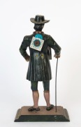 A German green painted cast metal figural clock, 20th century, 39cm high - 2