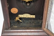 ANSONIA "SPARTAN" American mantel clock in walnut case with 8 day time and strike movement and Roman numerals, 19th century, remains of original paper label, 45.5cm high - 2