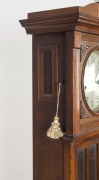 A German triple train spring-driven long cased oak clock, early to mid 20th century, ​​​​​​​183cm high - 3