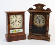 Two timber cased shelf clocks, 19th and early 20th century, ​​​​​​​the larger 38cm high