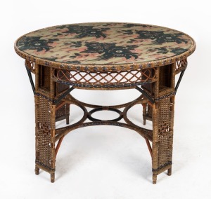 A Chinese vintage circular cane Mah-Jong table, early 20th century, ​​​​​​​76cm high, 109cm diameter