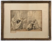 GAVIN HAMILTON, R.A. (1723 - 1798), A confrontation, watercolour on paper, signed "Hamilton, R.A." lower right, 21.5 x 32cm; framed, 40 x 50.5cm overall. - 2