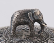 An antique Indian silver tea caddy with elephant finial, 19th century, ​​​​​​​9cm high, 6.5cm diameter, 166 grams - 4