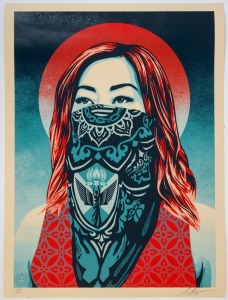 FRANK SHEPARD FAIREY (b.1970), JUST ANGELS RISING, offset lithograph, 2021 signed and dated in pencil below image, #346 from an edition of 450, overall 60 x 46cm.
