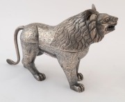 A Cambodian coin silver lion box, 19th/20th century, 18cm high, 28cm long, 478 grams - 2