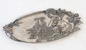 W.M.F. German silver plated Art Nouveau oval plaque, circa 1905, 26cm wide