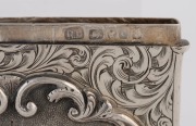 An antique English silver castle top calling card case, stamped "W.D.", Birmingham, circa 1851, 10cm high, 64 grams - 3