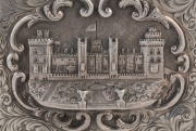 An antique English silver castle top calling card case, stamped "W.D.", Birmingham, circa 1851, 10cm high, 64 grams - 4