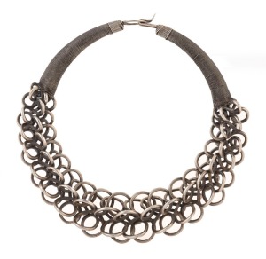 MIAO tribal silver looped neck ring, circa 1950, 28cm high, 27cm wide, 725 grams. Purchased from Mike Goh of The Lost Heavens in 1998.