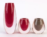 Three acrylic Sommerso vases, 20th century, ​​​​​​​the largest 20cm high