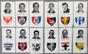 1964 Herald Sun newspaper VFL Captains cloth patches; complete set (12). Superb condition and only the 2nd set we have offered.