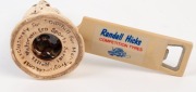 Dunhill: Victorian Era Sports Series ceramic Cricket figurine, "cast exclusively for Dunhill for Men fragrances" and serial No.1222 to base; accompanied by cricket bat shaped bottle opener&nbsp; with "Randall Hicks Competition Tyres" on the back and "opening b - 2