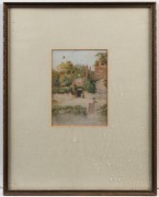 NEIL RICHARDS hand-coloured dry point etching, JOHN MILLER portrait watercolour, ERNEST BUCKMASTER print and an English canal scene print, (4 items), ​​​​​​​the largest 37 x 42cm overall - 4