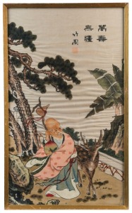 A pair of vintage Chinese paintings on silk, 20th century, 50 x 30cm each