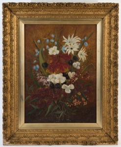 ARTIST UKNOWN (19th Century) floral still life, oil on canvas, 56 x 40cm, 79 x 61cm overall
