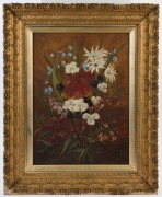 ARTIST UKNOWN (19th Century) floral still life, oil on canvas, 56 x 40cm, 79 x 61cm overall