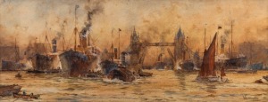 WILLIAM G. WHITTINGTON (British, early 20th century), The Tower Bridge, watercolour, signed lower right "Whittington", 28 x 70cm, 43 x 87cm overall