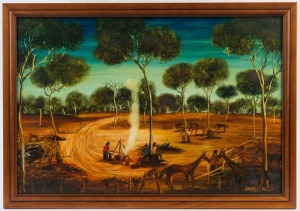 RAY REEVES (working 1990s), (bush horse muster), oil on board, signed lower right "Reeves, '95", 40 x 60cm, 48 x 67cm overall