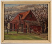 DESMOND WOOD (working 1950s-1960s), (the old barn), oil on board, signed lower right "Desmond Wood, '53", 50 x 60cm, 60 x 70cm overall