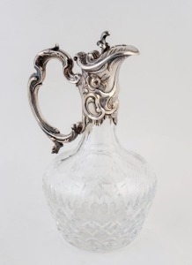 WHITEHILL English claret jug with silver plated mount, 20th century, 26cm high