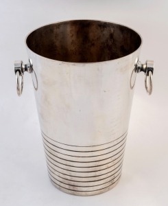A French Art Deco silver plated champagne bucket together with four assorted Art Deco serving utensils, 20th century, 24.5cm high
