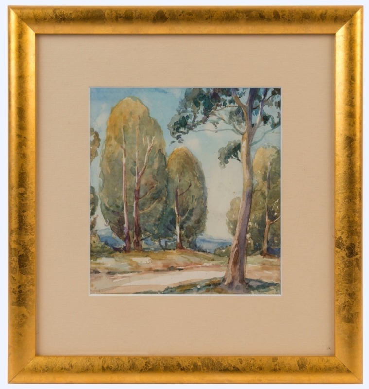 ARTIST UNKNOWN Landscape, watercolour,19 x 17cm; framed 33 x 31cm overall.