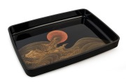 A Japanese lacquered kimono tray in original cypress box, Meiji Period, 52cm wide