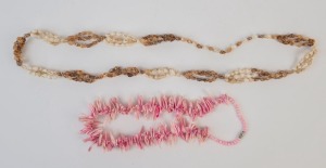 Two shell bead necklaces, 20th century, ​​​​​​​the larger 90cm long