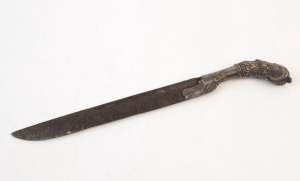 An antique dagger with steel blade and silver handle, South East Asian origin, 19th century, ​​​​​​​27cm long