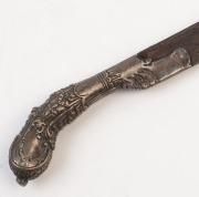 An antique dagger with steel blade and silver handle, South East Asian origin, 19th century, ​​​​​​​27cm long - 2