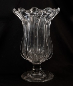 An antique English glass celery vase, early 19th century, 23cm high