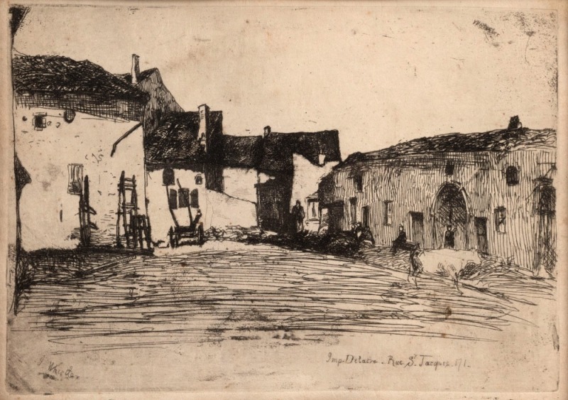 JAMES ABBOTT McNEILL WHISTLER (1834 - 1903), Rue St. Jacques, etching, signed and titled in the plate, 11 x 15cm; framed 33 x 33cm.