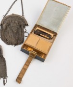 Silver mesh purse, antique silver plated mesh purse, a ladies antique purse and an Art Deco cocktail evening powder box, 19th and 20th century (4 items), the largest 19cm wide - 2