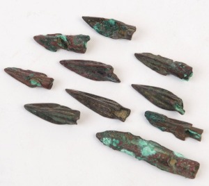 A group of ten Greek bronze arrowheads, circa 5th to 3rd Century B.C., Mediterranean Region, the largest 4.5cm high