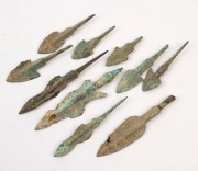 A group of ten Western Asiatic bronze arrowheads, circa 1st Millennium B.C.  the largest 10cm high