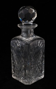 A fine quality crystal decanter of square form, 19th/20th century, ​​​​​​​26cm high