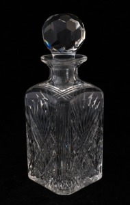 A fine quality crystal decanter of square form, 19th/20th century, 26cm high