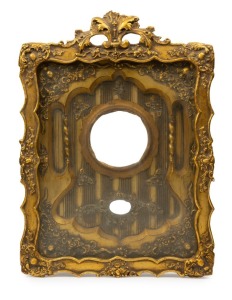 An antique ornate gilded picture clock frame, 19th century, ​​​​​​​67cm high, 48cm wide, 15cm deep, 14cm bezel