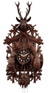 BLACK FOREST German "CUCKOO" German wall clock with a triple weight driven movement, 20th century, 140cm high,  