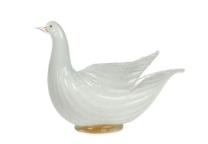 DINO MARTENS half filigree Murano glass bird bowl for AURELIANO TOSO, (model 6073), circa 1960s, 15cm high, 21cm long